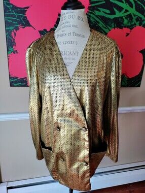 Women's Another Thyme Vintage Metallic Houndstooth Blazer Jacket Size 14
